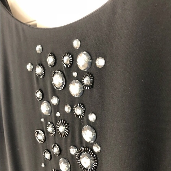 ANNE KLEIN BEADED SHEATH PARTY DRESS l Embellished Black cocktail Dress 0698 - Picture 3 of 6